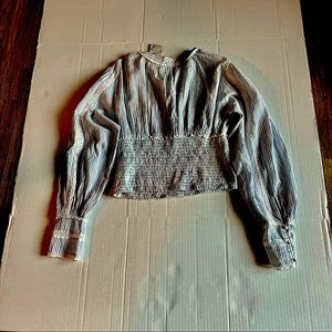 Free People PRICE DROP 💃🏻💃🏻 Pinstripe light blue blouse. NWT